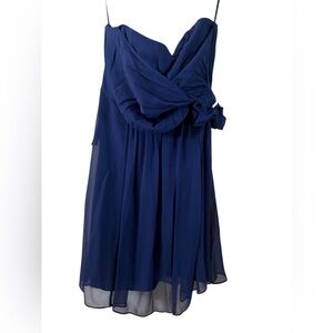 Ann Taylor Midnight Blue Silk Strapless Mini Dress